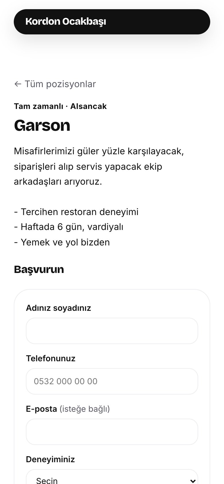 Telefonda garson pozisyonu: açıklama ve başvuru formu