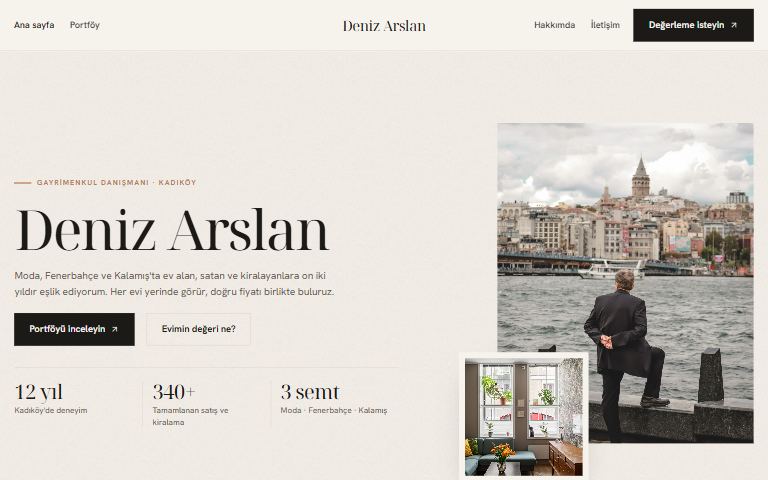 Emlak danışmanı şablonu: Deniz Arslan örnek sitesi