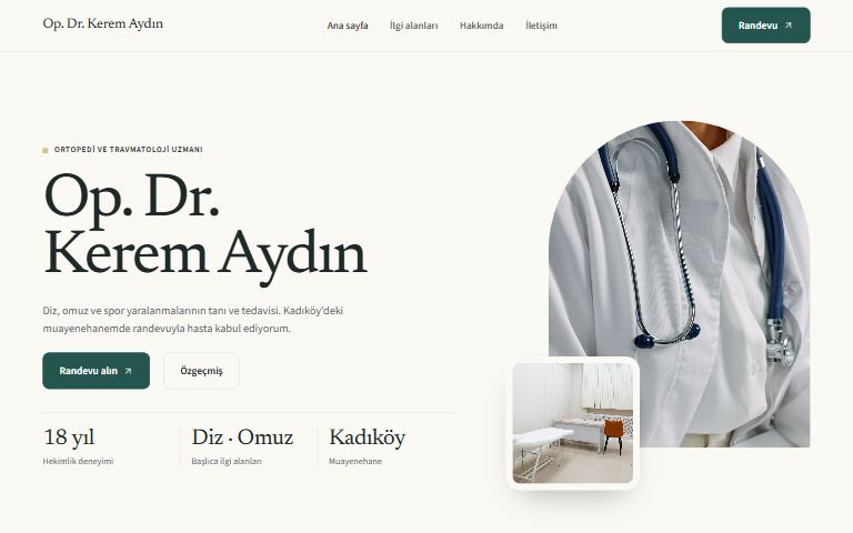 Doktor (kişisel) şablonu: Op. Dr. Kerem Aydın örnek sitesi