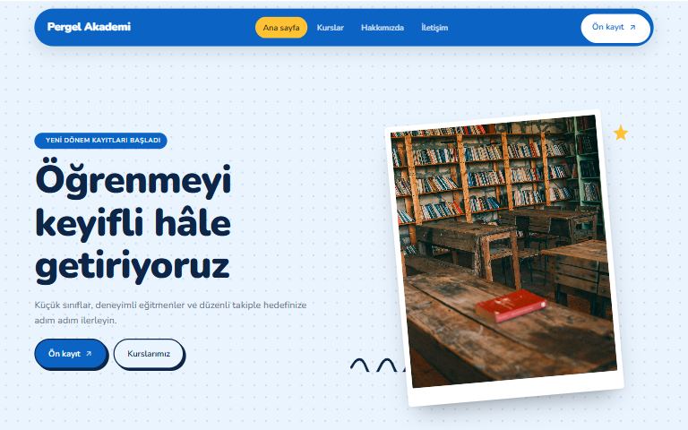 Eğitim ve kurs için hazır site şablonu