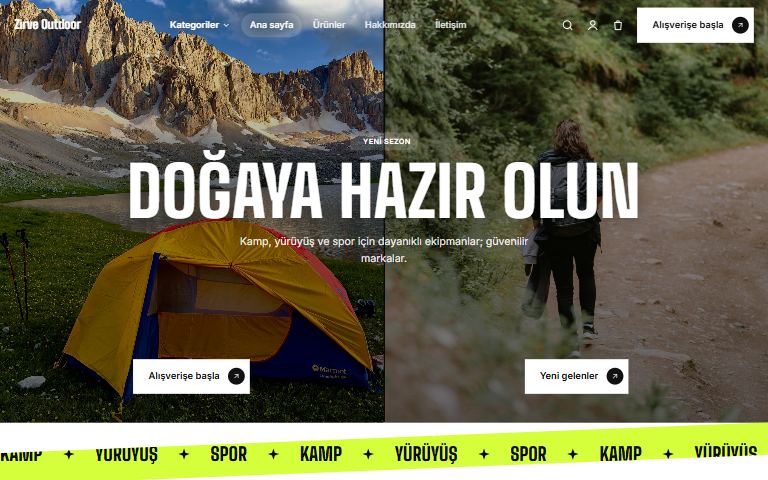 Spor ve outdoor şablonu: Zirve Outdoor örnek sitesi