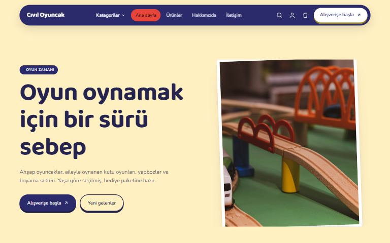 Oyuncak ve hobi şablonu: Cıvıl Oyuncak örnek sitesi