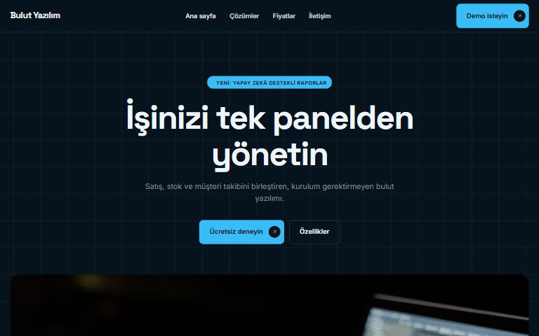 Yazılım ve teknoloji şablonu: Bulut Yazılım örnek sitesi