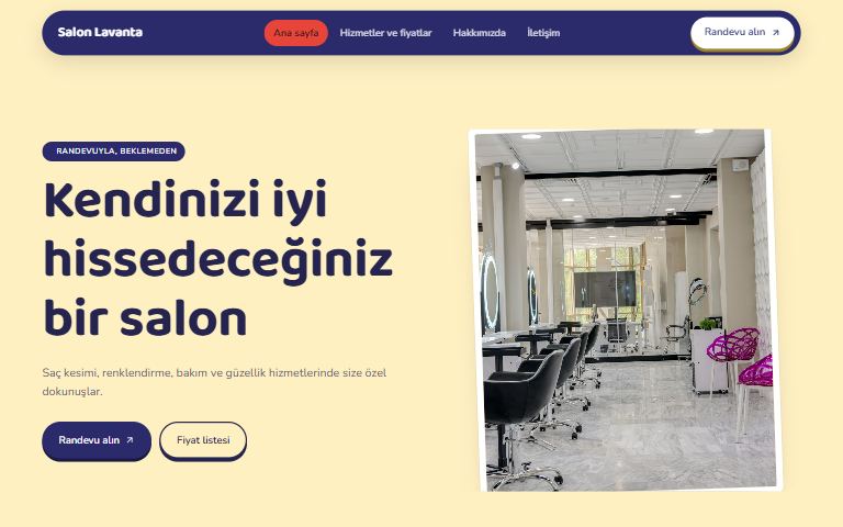 Cıvıl teması: örnek kuaför sitesi