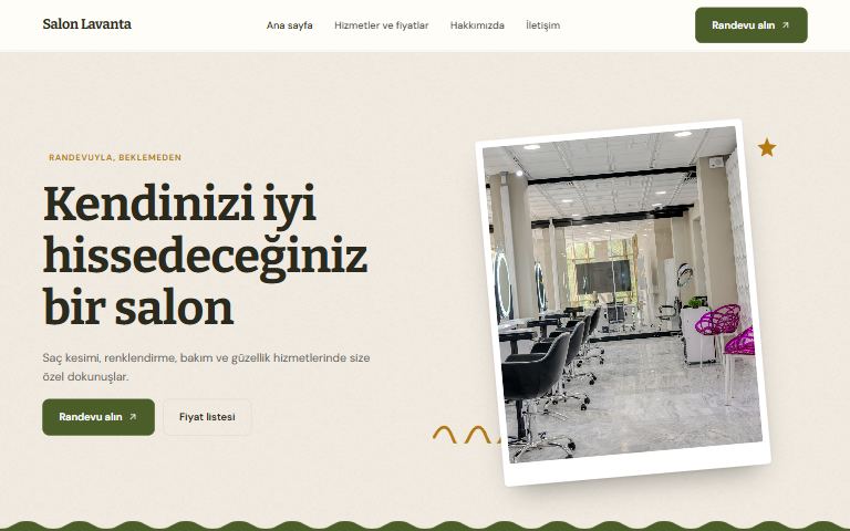 Hasat teması: örnek kuaför sitesi