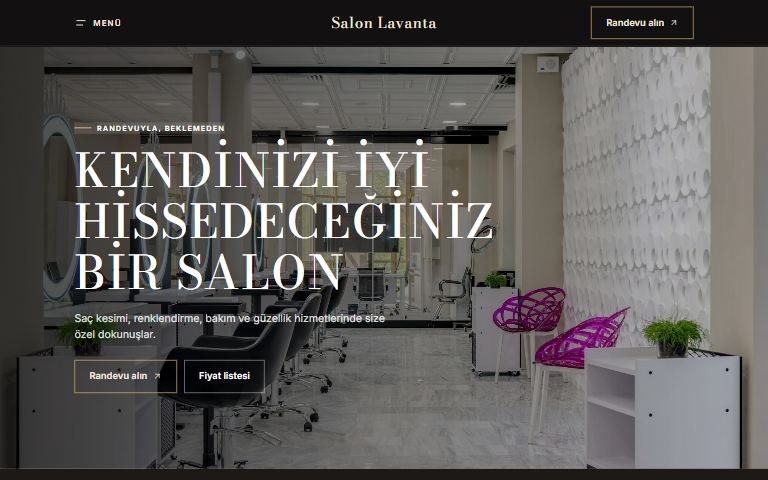 Kadife teması: örnek kuaför sitesi