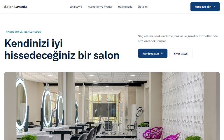 Liman teması: örnek kuaför sitesi