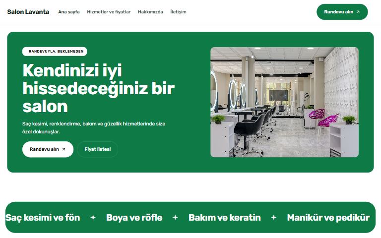 Pazar teması: örnek kuaför sitesi