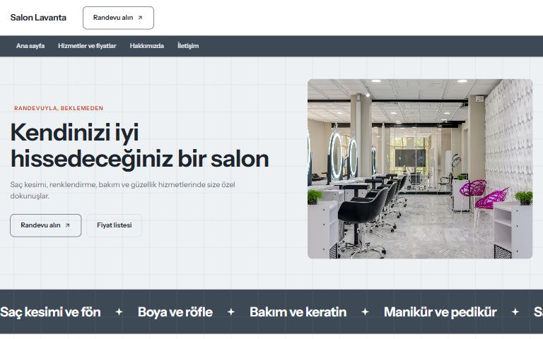 Tezgâh teması: örnek kuaför sitesi